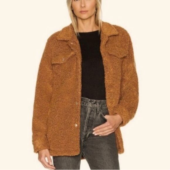 BLANKNYC Sherpa Teddy Shacket in Carmel - Picture 1 of 7